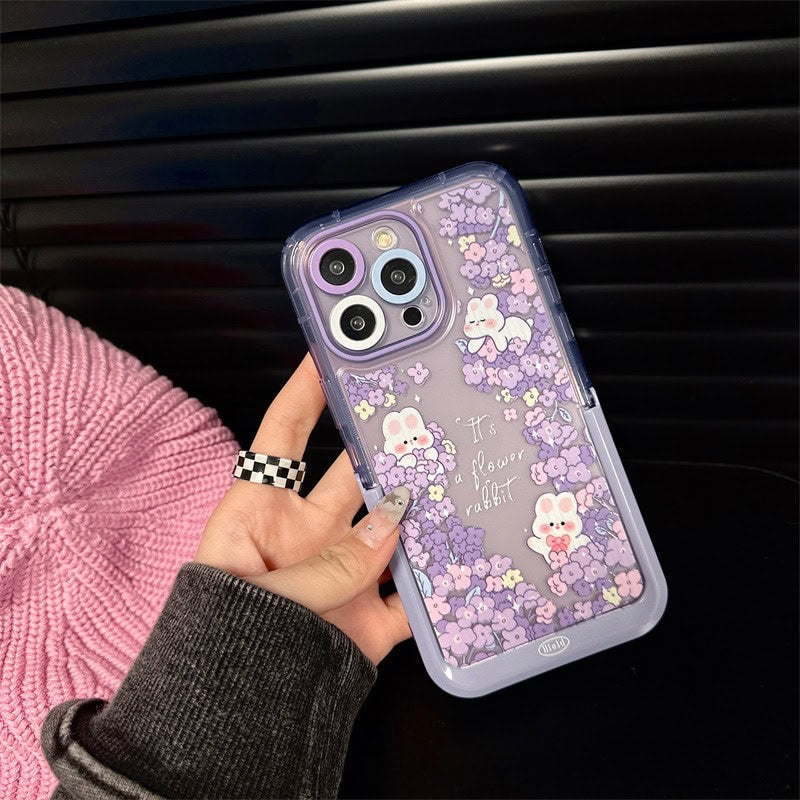 Rabbit Purple Holder Stand Semi-Transparent iPhone Case