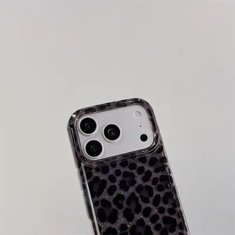 New Elegant Pink Purple Leopard Glitter Shockproof iPhone Case