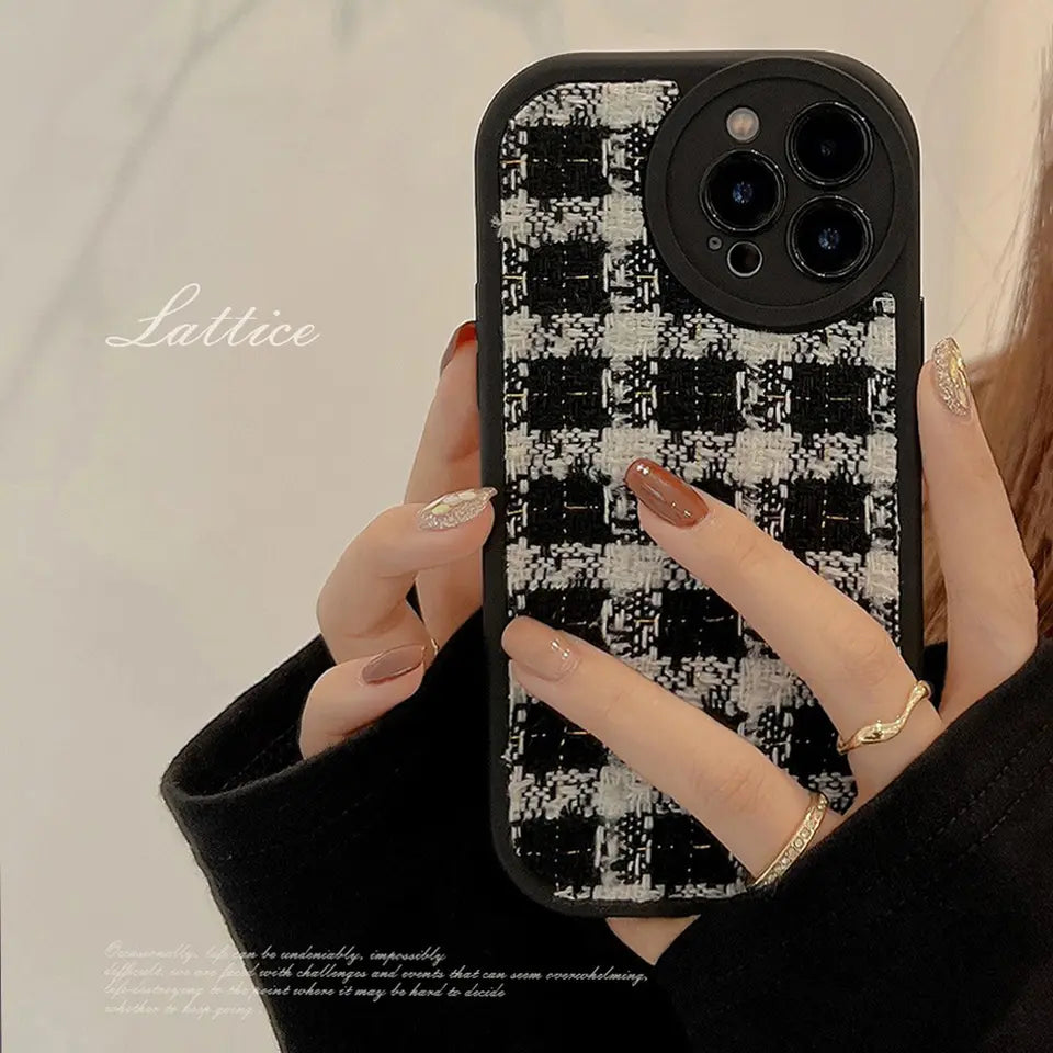 B/W Knitted iPhone Fabric Silicone Soft Case