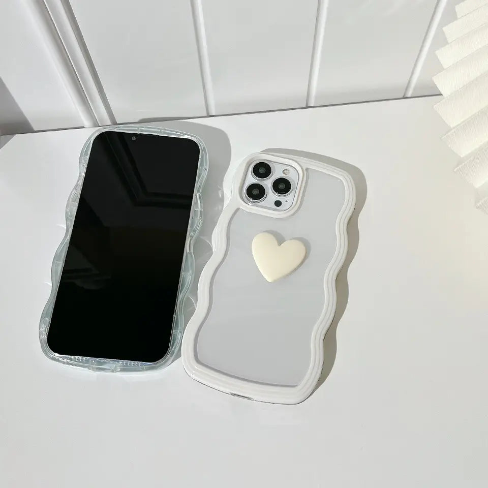 Wavy Edge Heart Transparent Cases