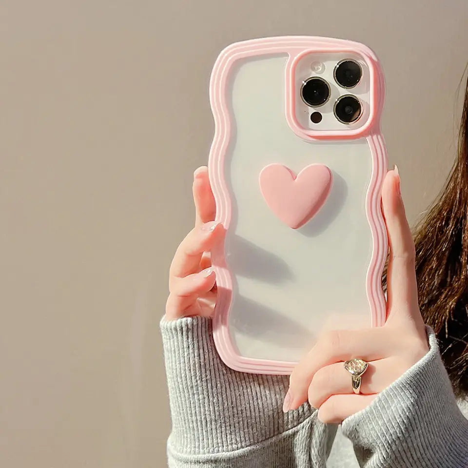 Wavy Edge Heart Transparent Cases