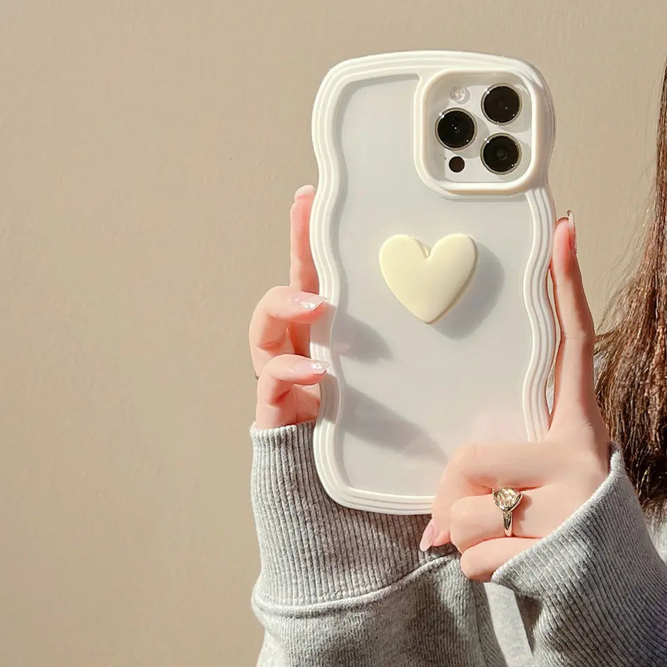 Wavy Edge Heart Transparent Cases