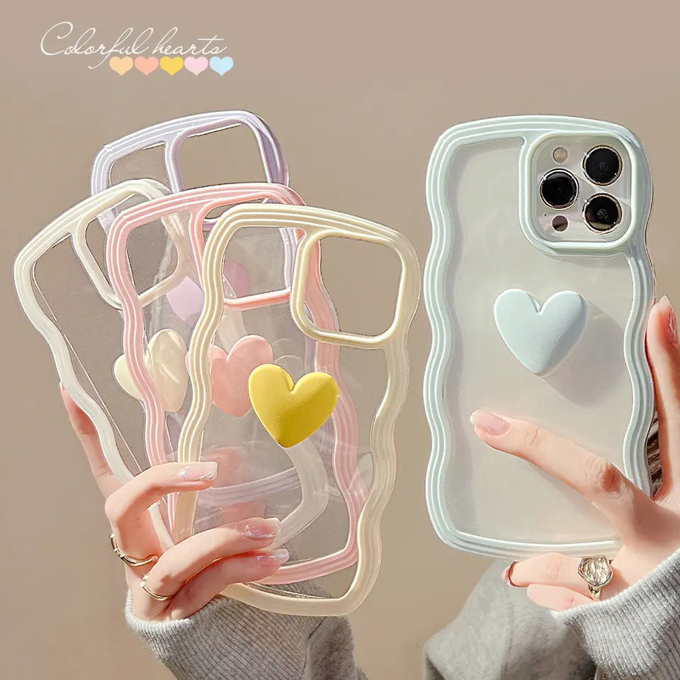 Wavy Edge Heart Transparent Cases