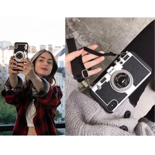 Emily In Paris iPhone Samsung Black 3D Retro Camera Phone Case Cover