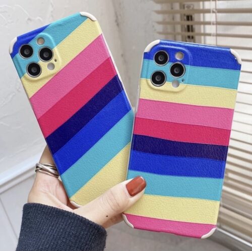 Horizontal Rainbow  Rubber Case For iPhone 11 12 7 8 SE2020