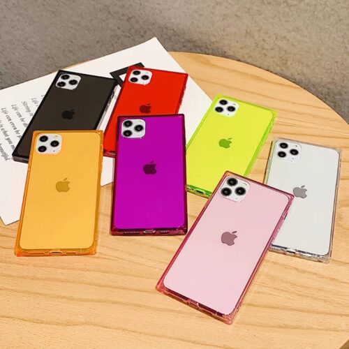 Square Candy Neon Transparent Soft Case For iPhone 11Pro