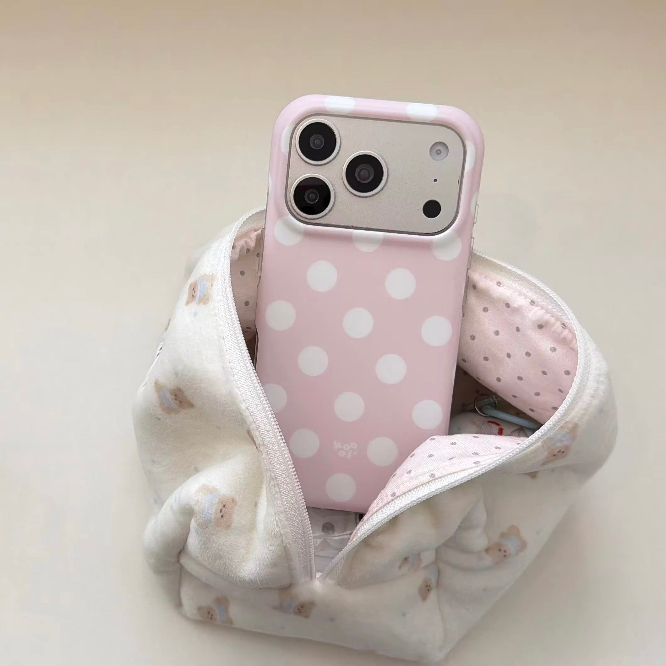 Pink Brown White Polka Dots Anti-Drop iPhone Pre-Order Case