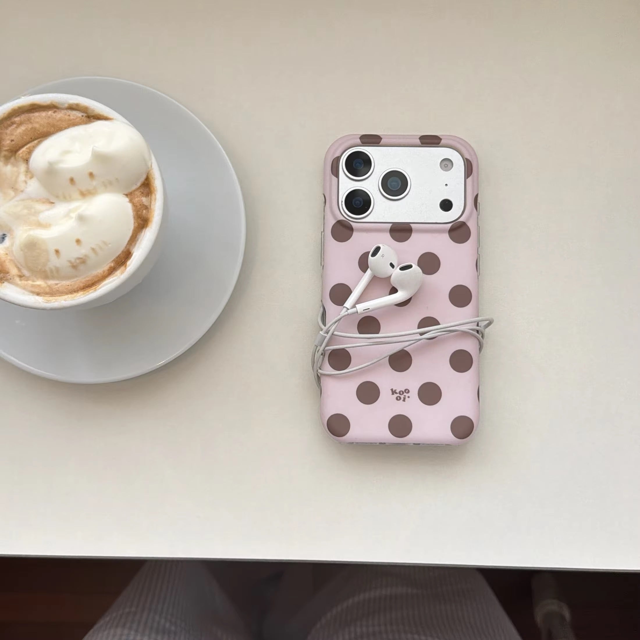 Pink Brown White Polka Dots Anti-Drop iPhone Pre-Order Case
