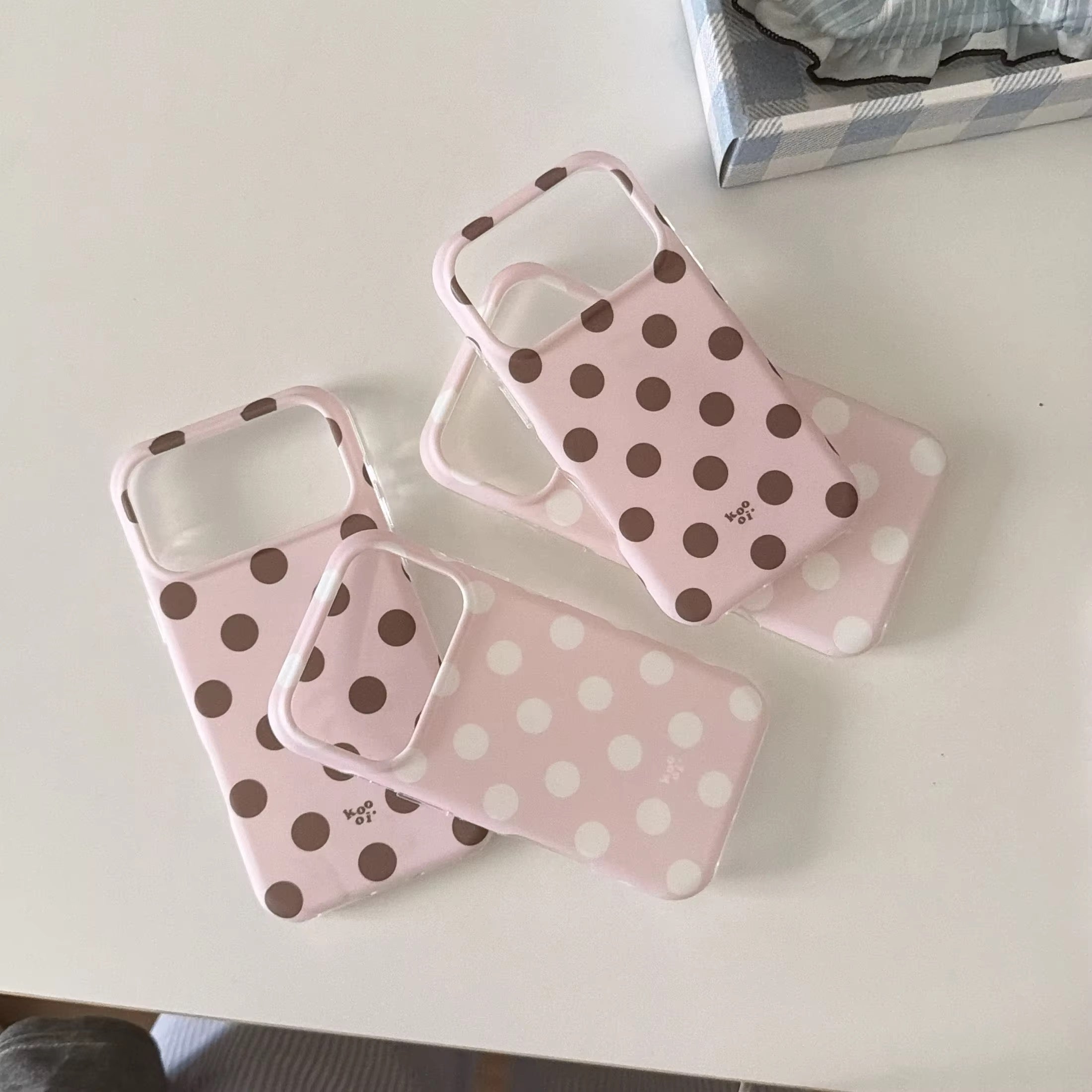 Pink Brown White Polka Dots Anti-Drop iPhone Pre-Order Case