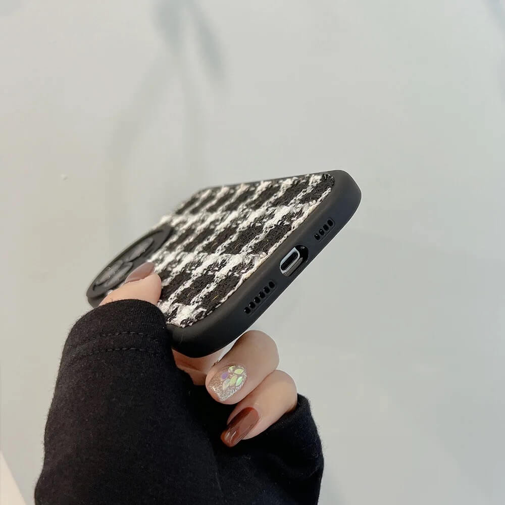 B/W Knitted iPhone Fabric Silicone Soft Case