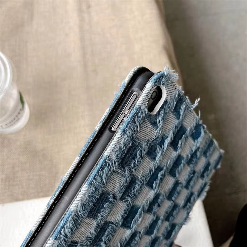 Denim Fabric Flip Pre-Order Case for iPad – Stylish Protective Tablet Cover)