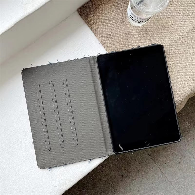 Denim Fabric Flip Pre-Order Case for iPad – Stylish Protective Tablet Cover)