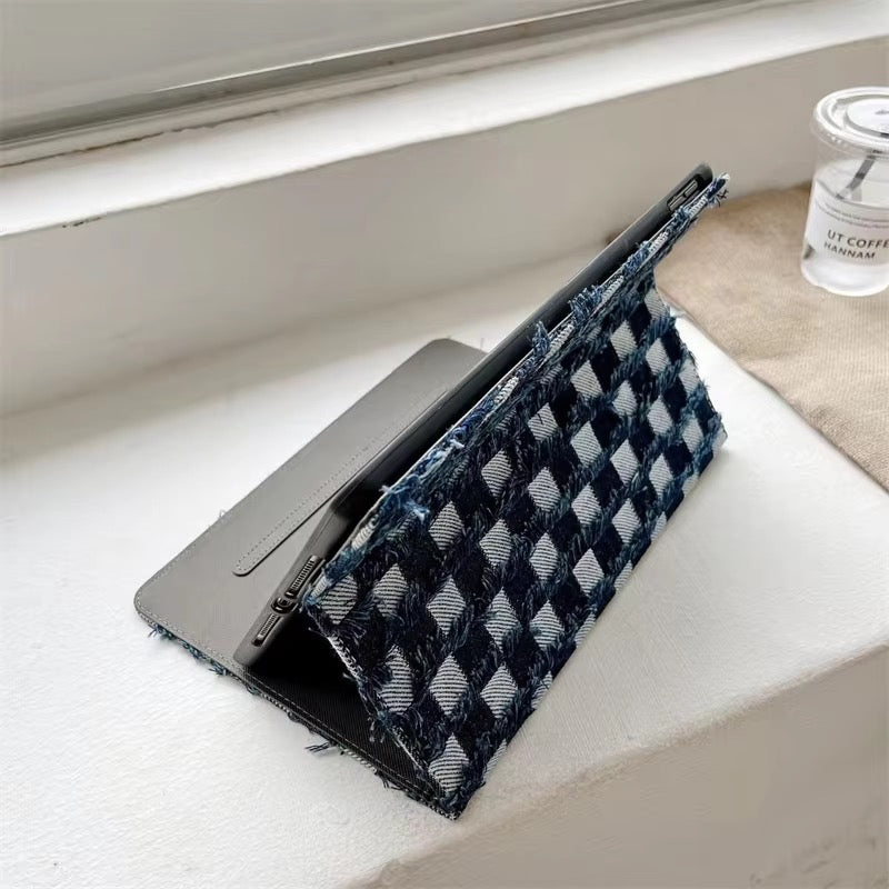 Denim Fabric Flip Pre-Order Case for iPad – Stylish Protective Tablet Cover)