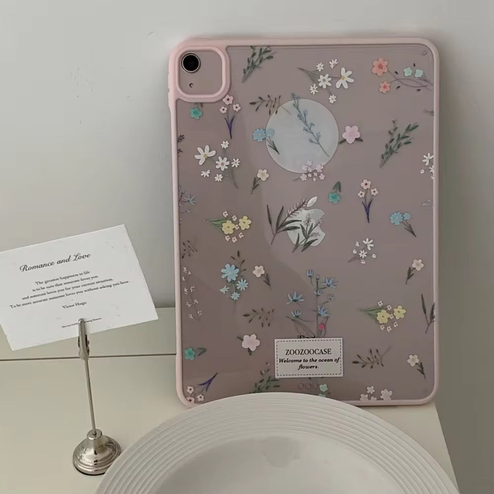 Pink Floral Acyrlic Flip Pre-Order Case for iPad – Stylish Protective Tablet Cover