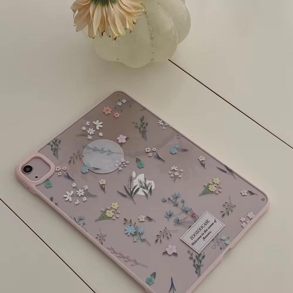 Pink Floral Acyrlic Flip Pre-Order Case for iPad – Stylish Protective Tablet Cover