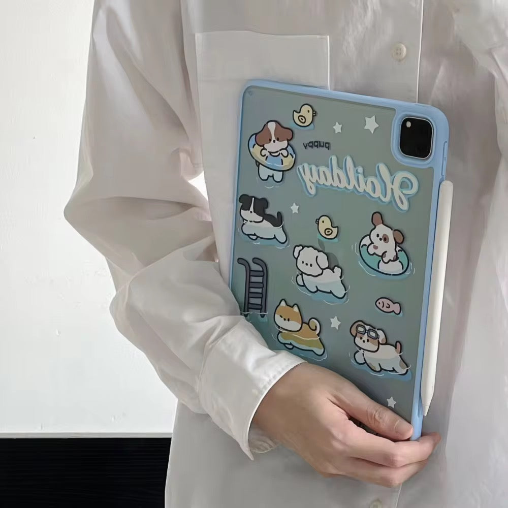 Puppy Cat Dog Pet Blue Flip Pre-Order Case for iPad – Stylish Protective Tablet Cover