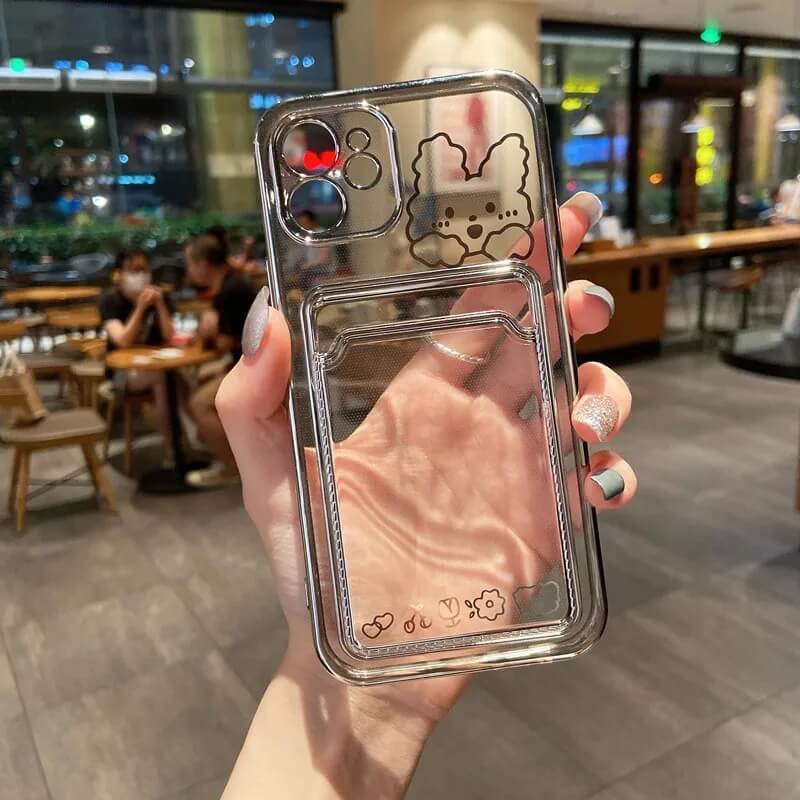 Cartoon Bear Cute Card Electroplated Soft Case