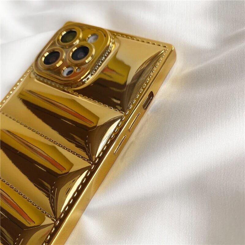 Electroplating Metallic Puffer Pattern Square Case