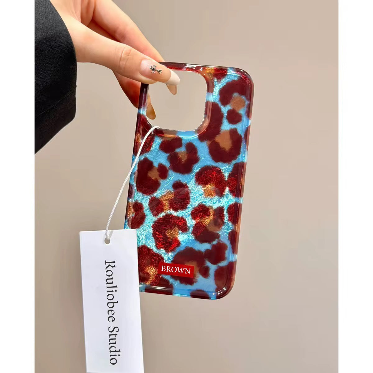 Blue Brown Leopard Silver Laser Pre-Order iPhone Case