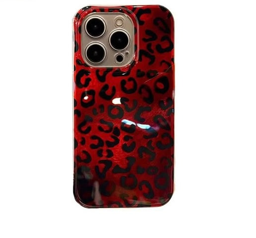 Red Black Leopard Silver Laser Pre-Order iPhone Case