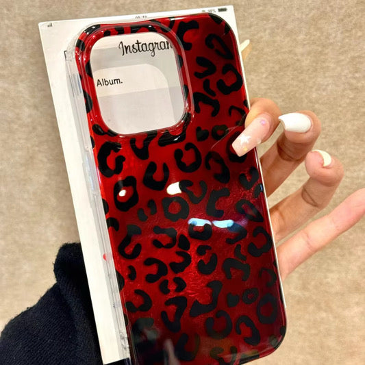 Red Black Leopard Silver Laser Pre-Order iPhone Case