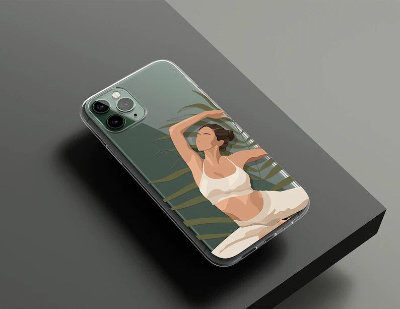 Yoga Girl Exercise Transparent Custom Slim Soft Cases