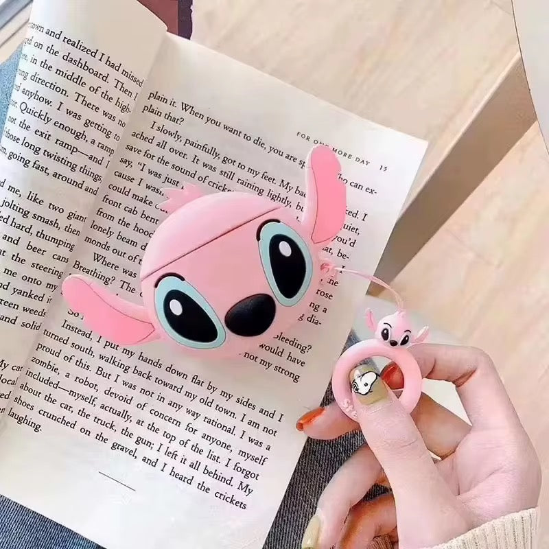 3D Stitch Blue Pink Rubber Silicone Pre-Order Case With Ring Hanging