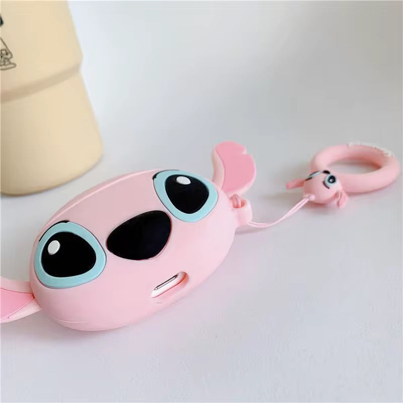 3D Stitch Blue Pink Rubber Silicone Pre-Order Case With Ring Hanging