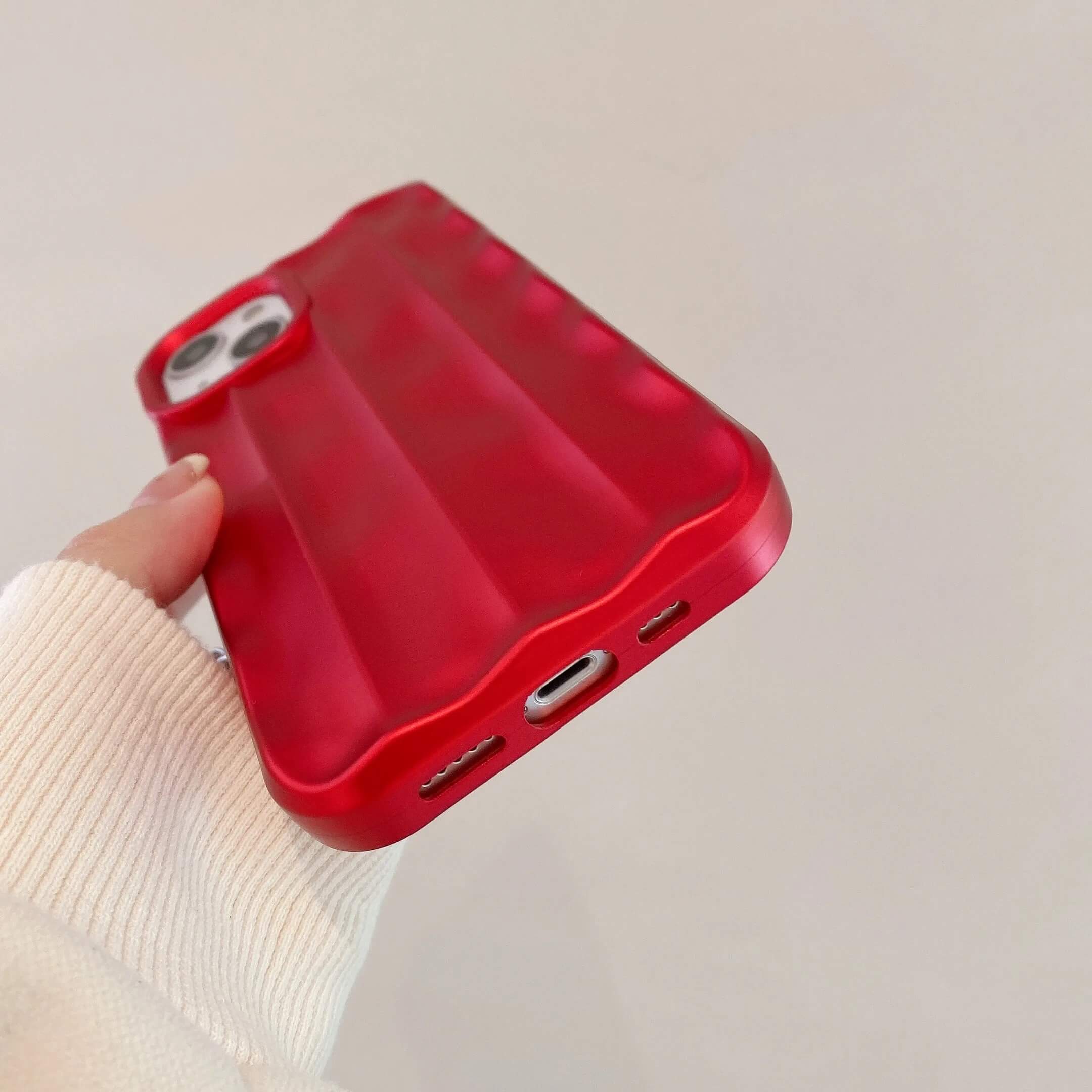 Red Wavy Glossy Party Look iPhone Soft Case