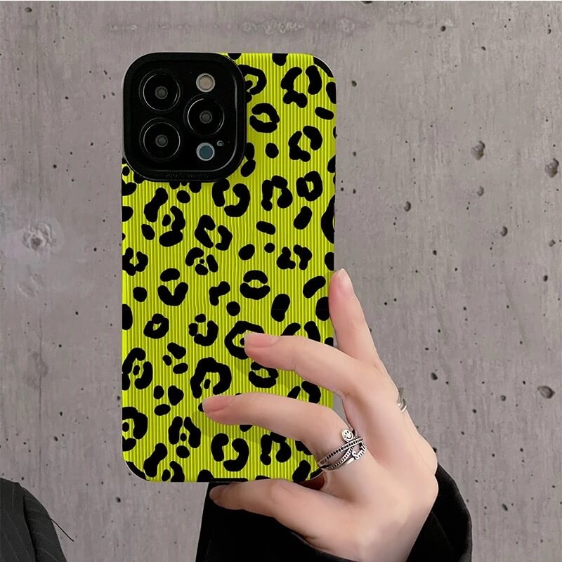 Yellow Leopard Stripe Textured Style Soft Cases