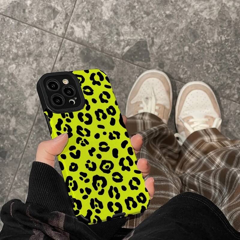 Yellow Leopard Stripe Textured Style Soft Cases