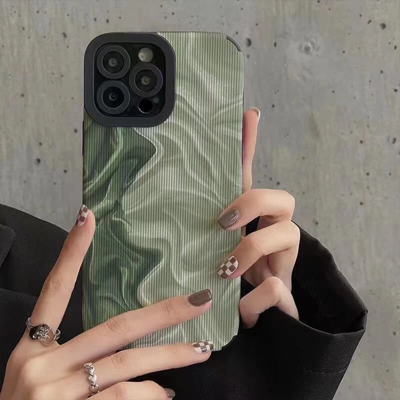 Green Geometric Case Green Wave Stripe Textured Soft Cases – ATCASA