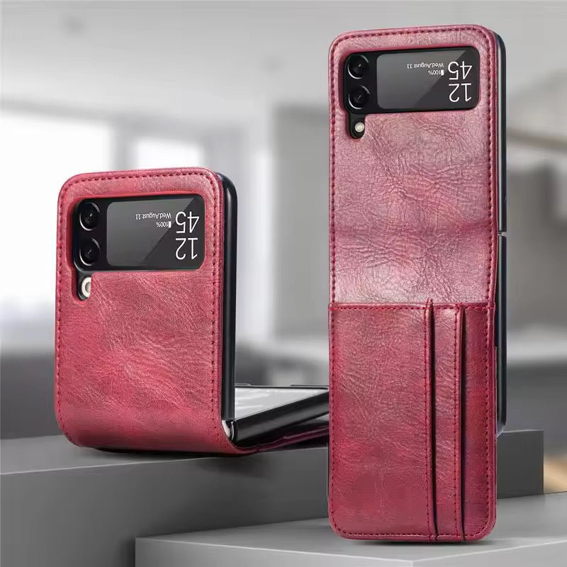 Premium Leather Wallet Wireless Charging Samsung Z Flip Case