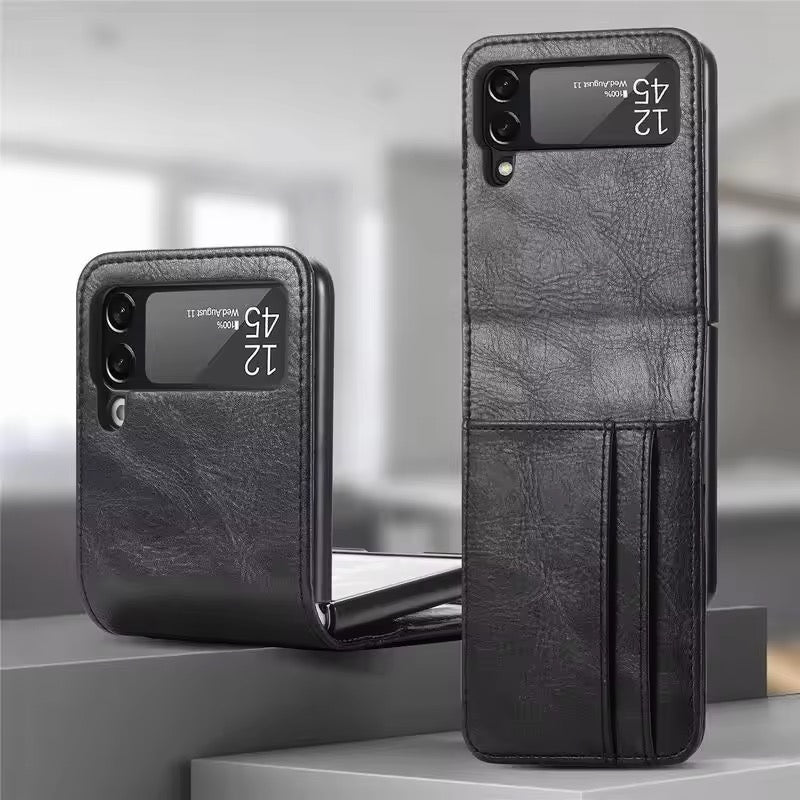 Premium Leather Wallet Wireless Charging Samsung Z Flip Case