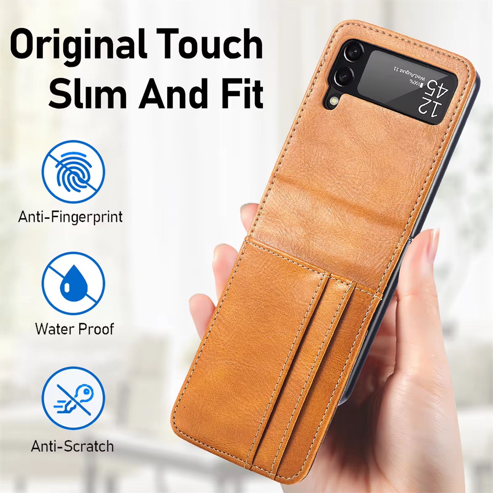 Premium Leather Wallet Wireless Charging Samsung Z Flip Case