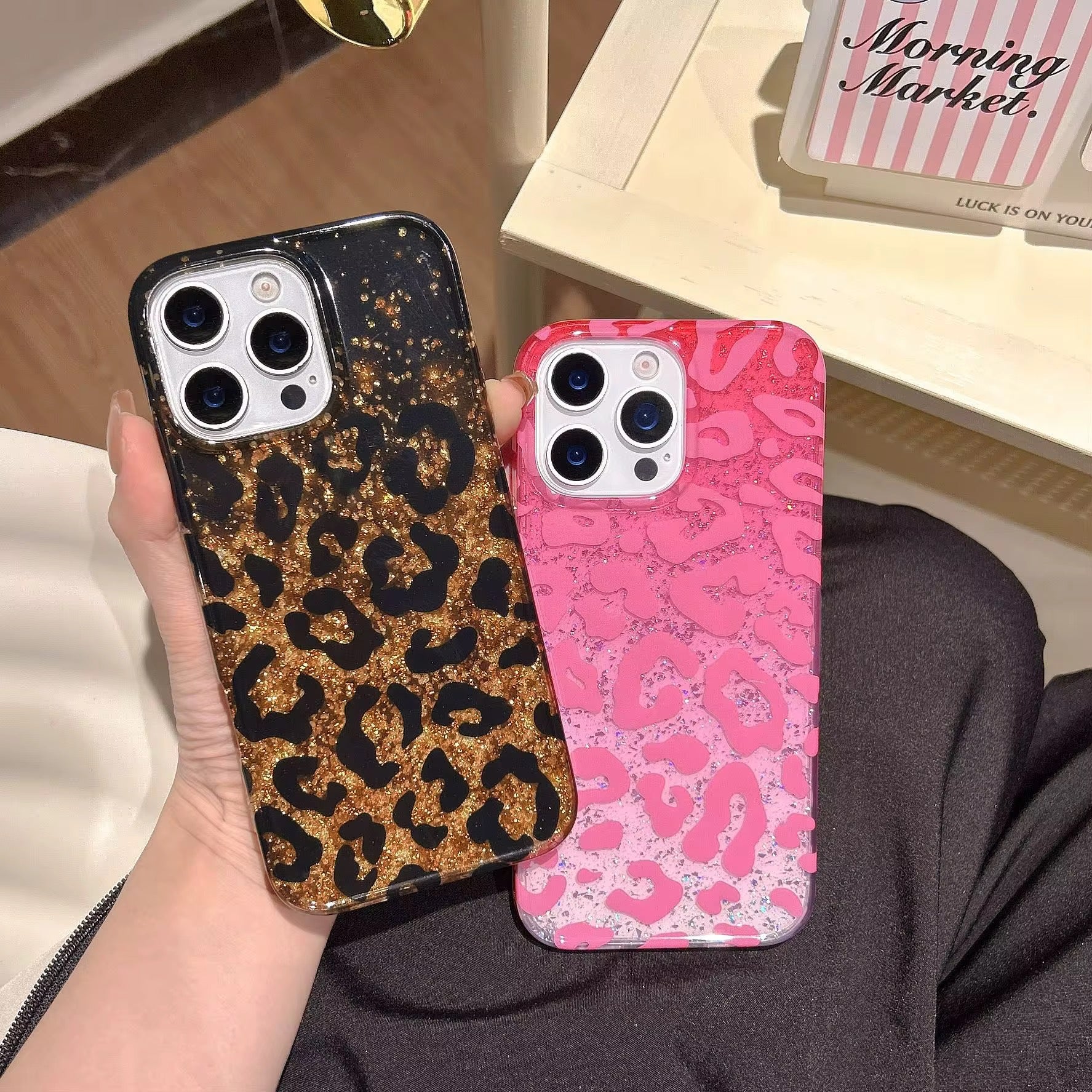 Leopard Shaded Glitter Glossy iPhone Pre-Order Case