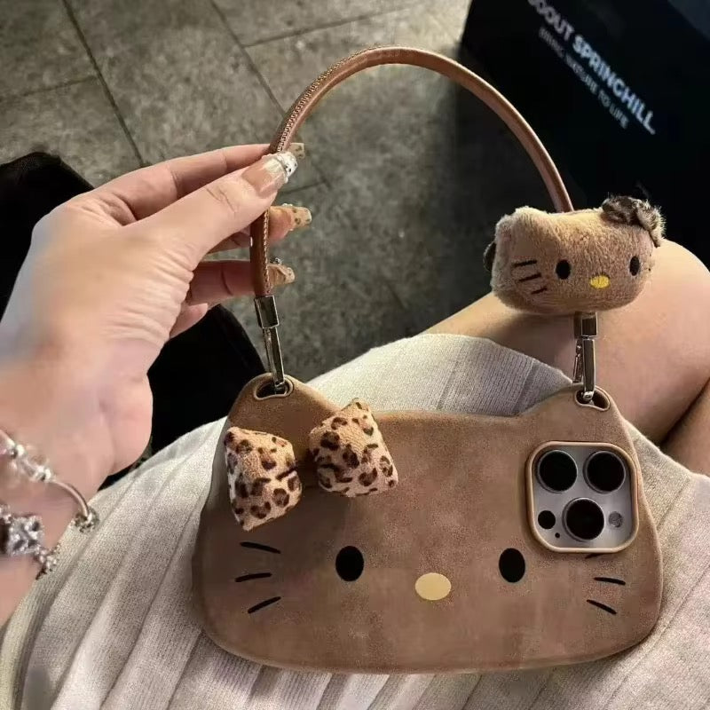 3D Cute Brown Hello Kitty Handbag Bracelet iPhone Silicone Case