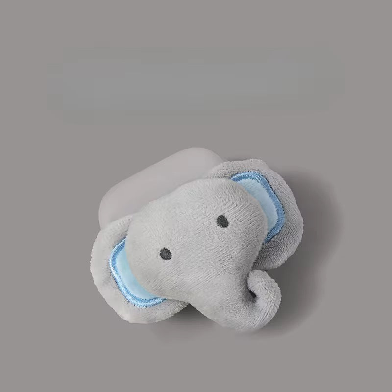 3D Gray Elephant Plush Fur Fabric Airpod Case With Hanging