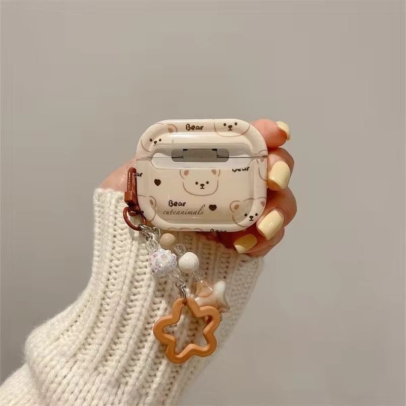 3D Brown Bear Airpod Case With Lanyard