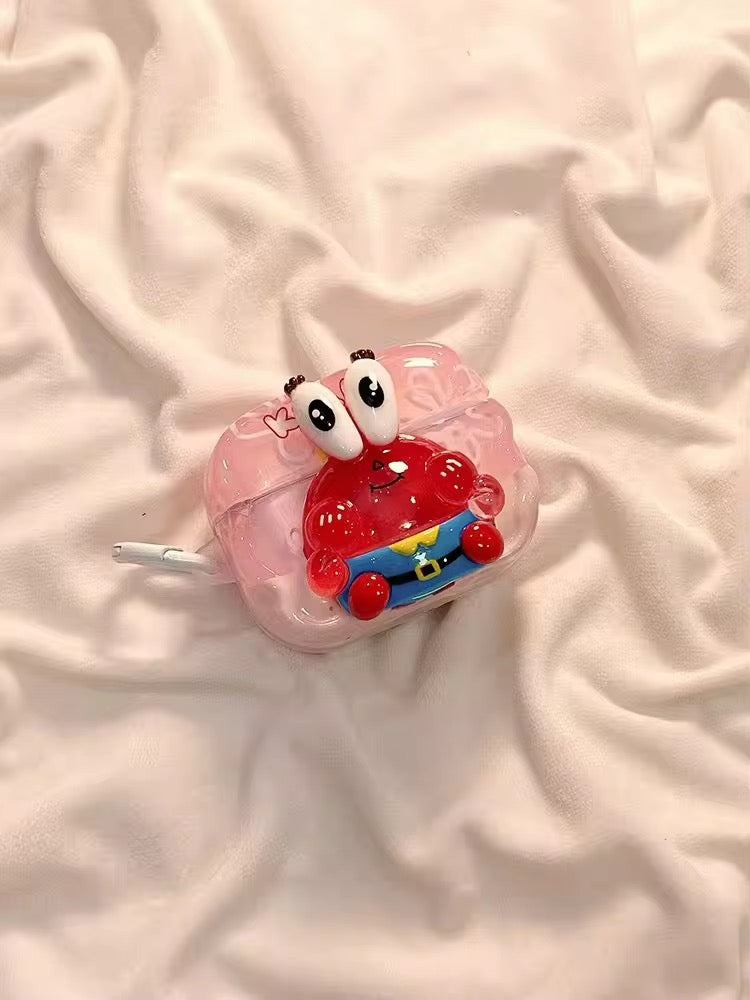 3D Spongebob Squarepants Patrick Star Gary Mr.Krabs Cartoon Glossy Airpod Silicone Case