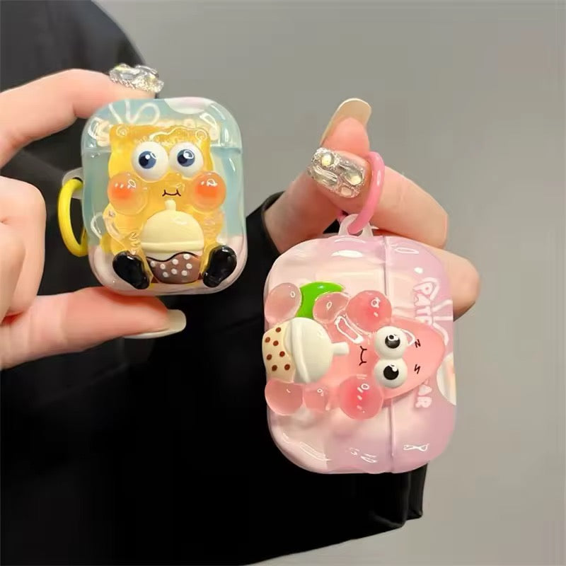 3D Spongebob Squarepants Patrick Star Gary Mr.Krabs Cartoon Glossy Airpod Silicone Case