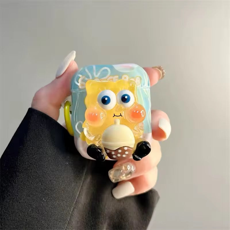3D Spongebob Squarepants Patrick Star Gary Mr.Krabs Cartoon Glossy Airpod Silicone Case