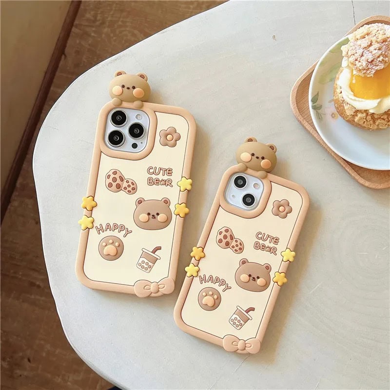 3D Brown Teddy Toy iPhone Rubber Soft Silicone Case