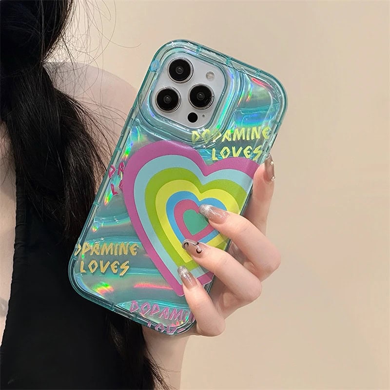 2 In 1 Colorful Heart Blue Laser iPhone Soft Case