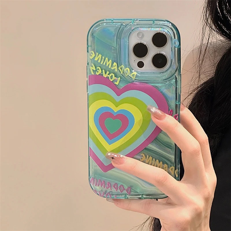 2 In 1 Colorful Heart Blue Laser iPhone Soft Case