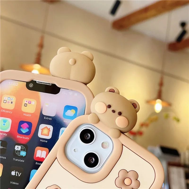 3D Brown Teddy Toy iPhone Rubber Soft Silicone Case