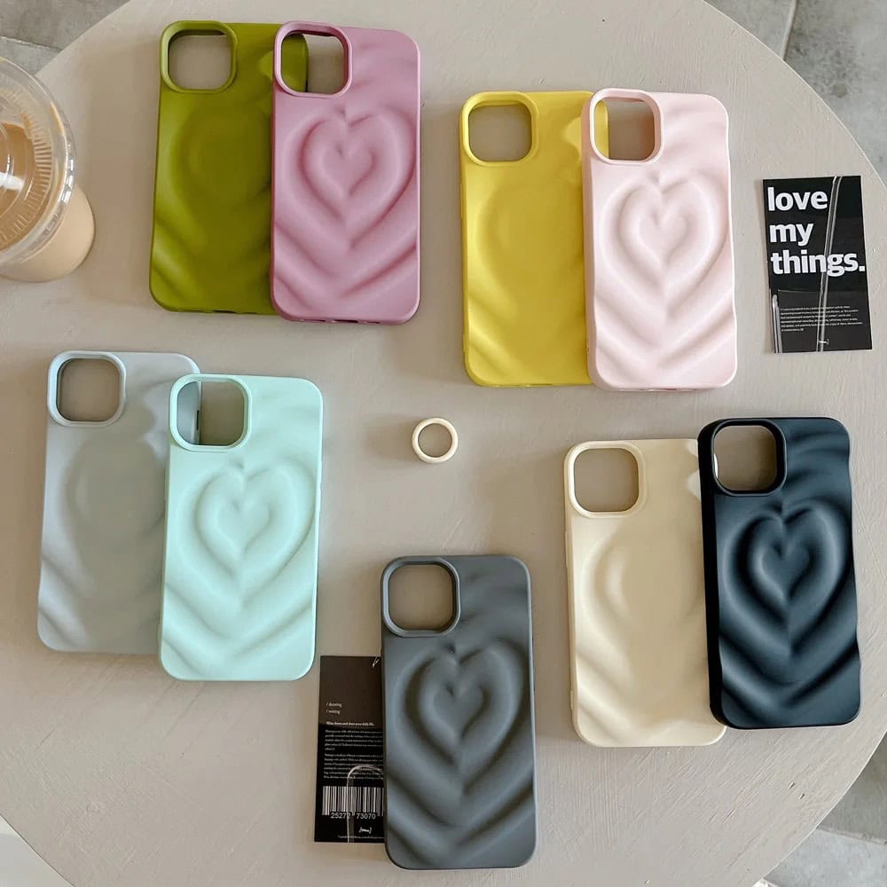 Heart Matte Colorful Candy iPhone 3D Textured Case