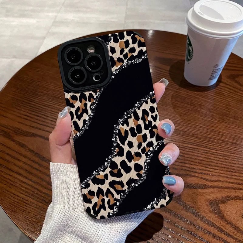 Leopard Black Lines Textured iPhone Soft Silicone Case