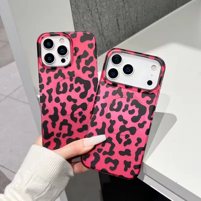 Dark Hot Pink Leopard Print Magsafe Magnetic Pre-Order iPhone Case