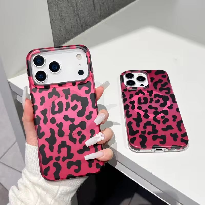Dark Hot Pink Leopard Print Magsafe Magnetic Pre-Order iPhone Case